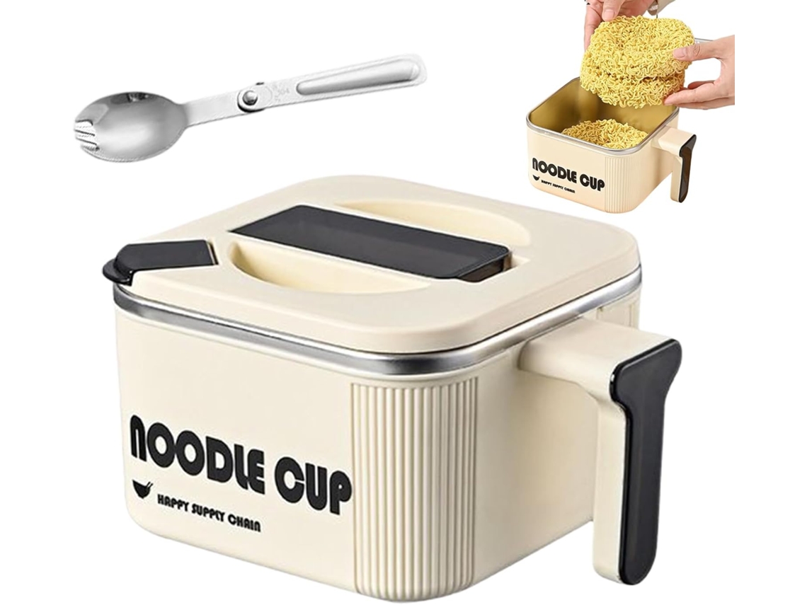 Tigela Para Macarrão - Panela De Aço Inoxidável Com Cabo Em Formato De Colher Cozinhador De Macarrão Para Micro-ondas,