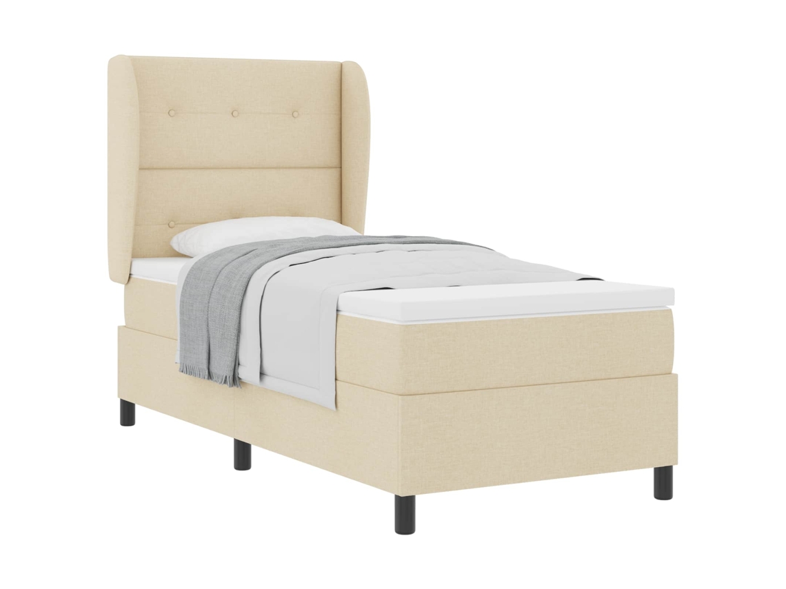 Cama Box com Colchão com Cabeceira Creme 80x200cm Tecido MAISON EXCLUSIVE