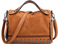 Bolsa Feminina Vintage De Couro, Estilo Casual, Com Alça De Ombro, Aba E Fecho De Rebite.
