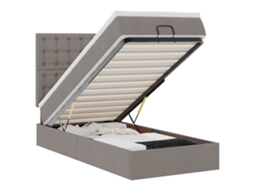 Cama Otomana com Colchão Leds Tecido Cinza Acastanhado MAISON EXCLUSIVE (90x200 cm)