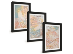 Composição De Quadrospadrões Abstratos Em Tons Pastel Moldura Preta Imagens Para Um Quarto Infantil Espelharte (3 Peças 20x30 Cm)