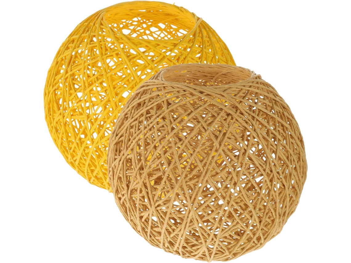 Conjunto De 2 Abajures Rústicos De Rattan Para Pendurar