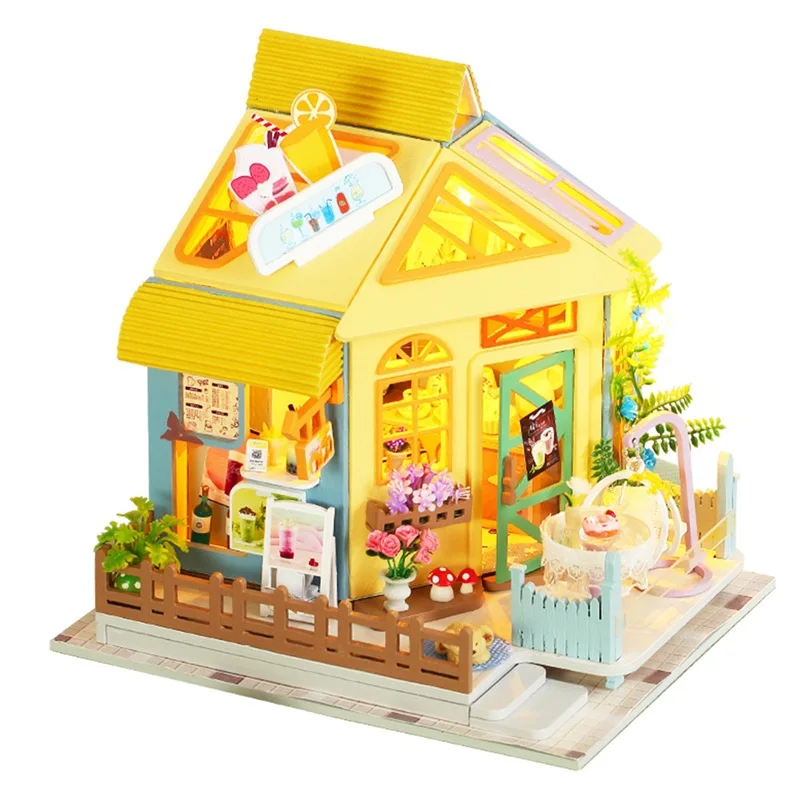 Kit de Mini Casa de Madeira Faça Você Mesmo Modelo de Quebra cabeça 3d MDUG (estilo 1)