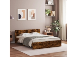 Vidaxl Estrutura De Cama Com Cabeceira 140x190 Cm Carvalho Fumado
