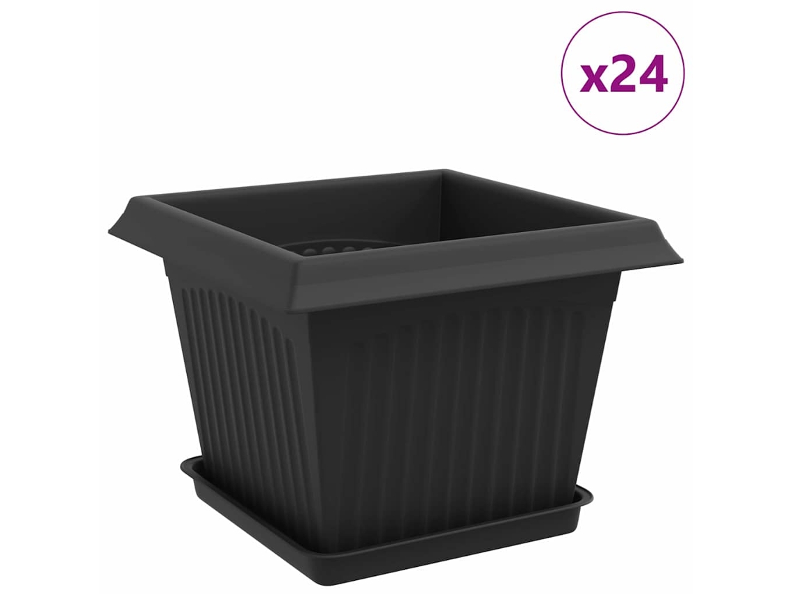 Vasos de Plantas 24 Pcs Preto 23 X 23 X 17,5 Cm Plástico MAISON EXCLUSIVE