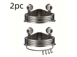 Conjunto De 2 Cestos Triangulares Com Ventosas, Sem Necessidade De Furar, Para Organizar Produtos De Higiene Pessoal Nos Cantos Do Banheiro