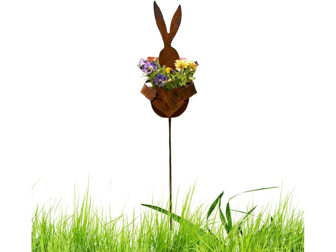 Suporte para Plantas de Exterior Rústico e Charmoso em Metal Decoração de Jardim, Decoração de Páscoa, Estatuetas CHABERLU