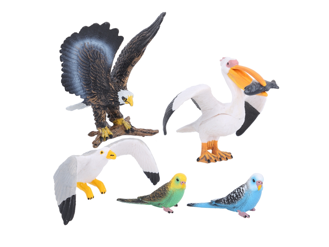 Conjunto de 5 peças de figuras de pássaros voadores simulados, brinquedo educativo para decoração de casa.