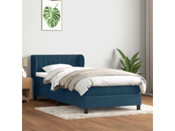 Vidaxl Cama Com Molas/colchão 80x220 Cm Veludo Azul-escuro