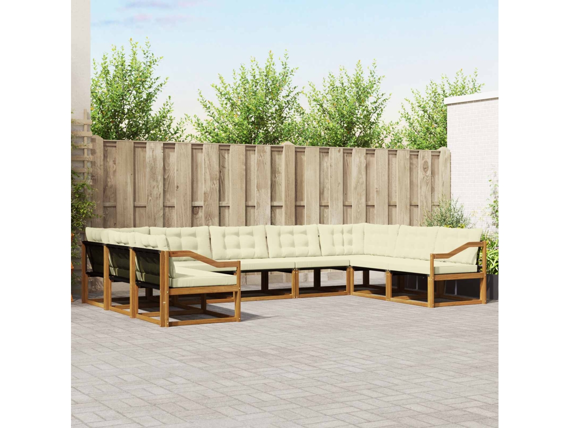 Vidaxl Conjunto De Sofás Para Exterior 9 Pcs Natural E Creme
