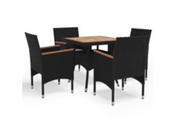 Vidaxl 5 Pcs Conj. Jantar Para Jardim Vime Pe E Madeira Acácia Preto