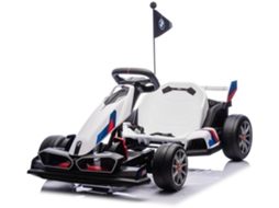 Gokart Elétrico Para Crianças 24v Bmw - 5 A 12 Anos - Estrutura Ajustável - Branco
