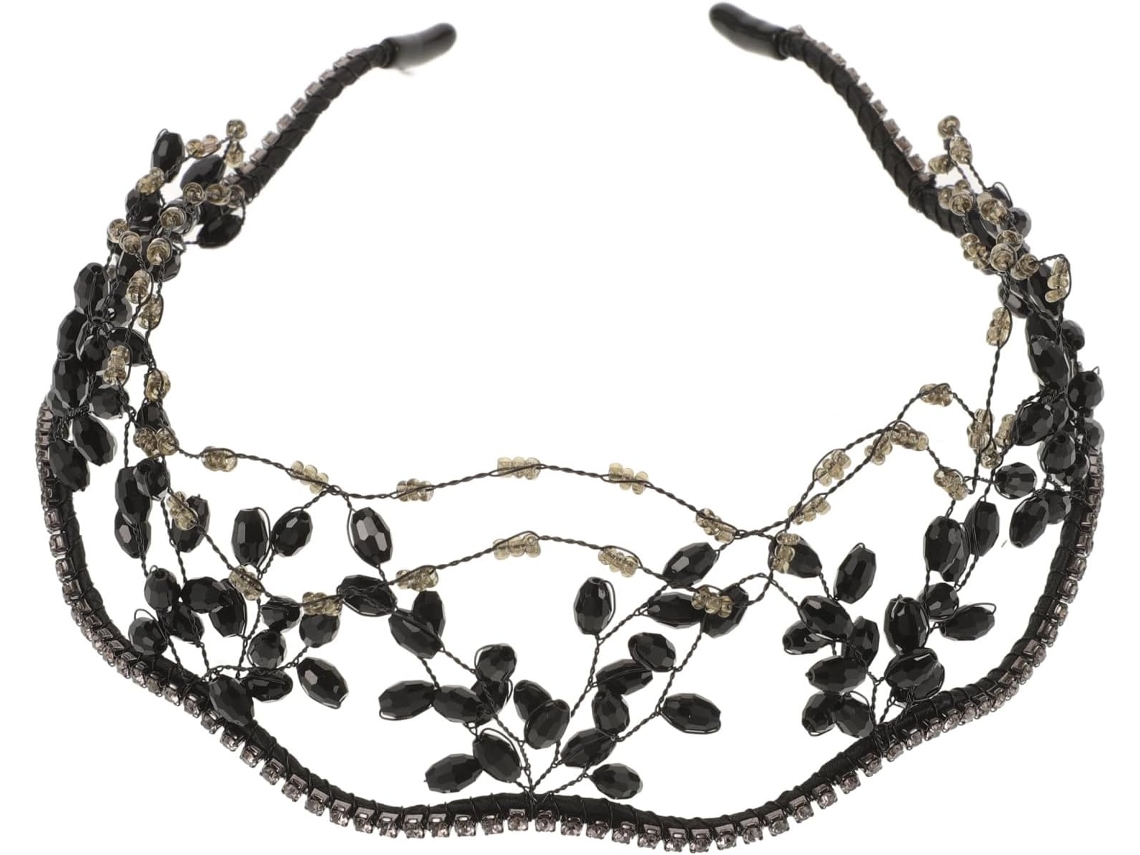 Tiara De Casamento Nuobesty Com Strass De Cristal Preto, Argolas De Cabelo Com Pérolas Brilhantes, Acessório Para Cabelo