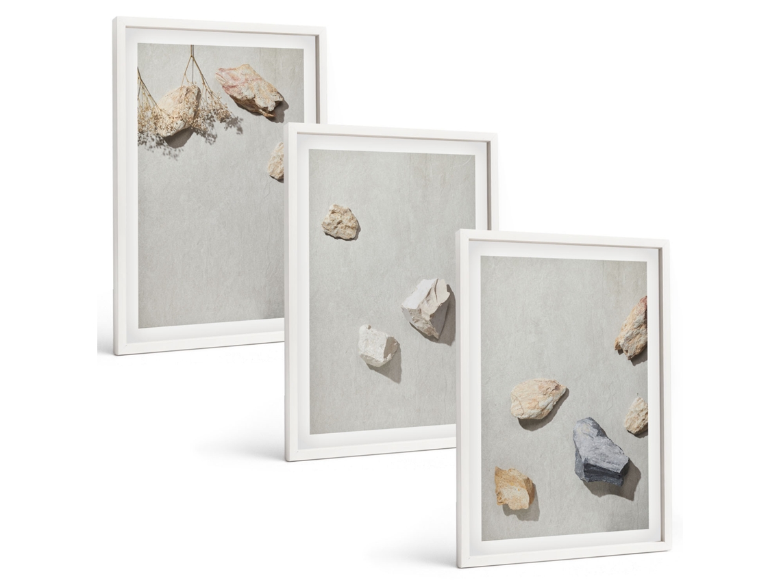 Conjunto De Pinturas Pedras Boho, Decorações De Praia Espelharte (3 Peças 40x60 Cm)
