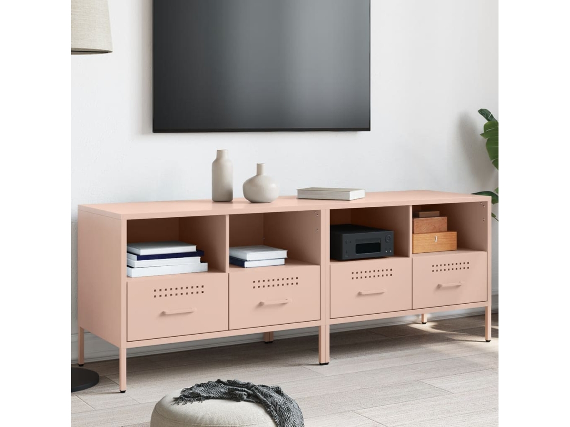 Vidaxl Móveis De Tv 2 Pcs 68x39x50,5 Cm Aço Rosa