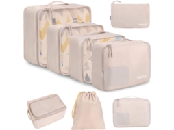Conjunto De Cubos De Embalagem Organizadores De Embalagem De Bagagem Para Acessórios De Viagem Creme Ehstmind