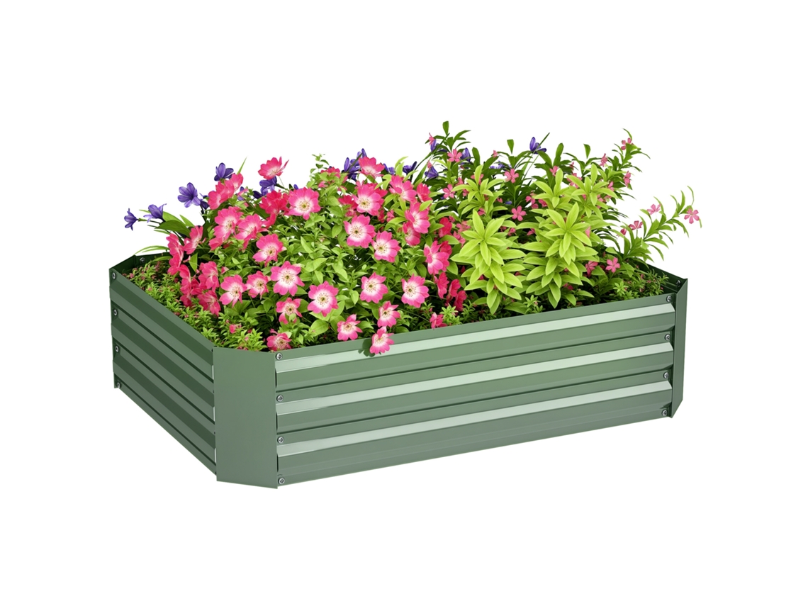 Canteiro Elevado de Aço Galvanizado, Floreira para Jardim, para Plantas, 120 X 90 X 30 Cm, Verde Escuro
