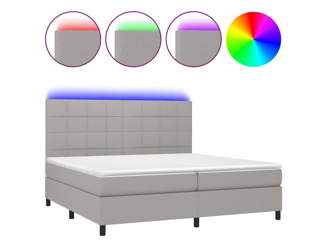 Box Spring Bed, Box Spring Beds Vidaxl Cinzeto Tecido (200 X 200 Cm)