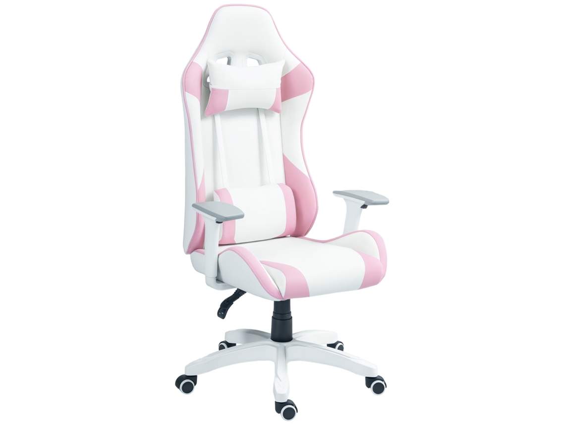 Cadeira Gaming Almofada Rosa Branco