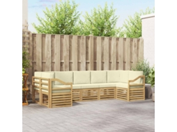 Vidaxl Conjunto De Sofá Sectional 7 Pcs Branco E Creme Poliéster
