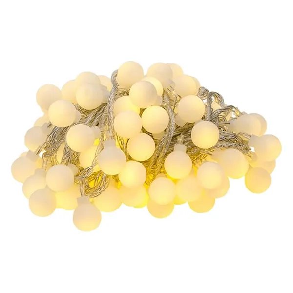 Cordão de luzes LED a bateria com bolas brancas brilhantes, decoração romântica para festas de Natal, Halloween, casamentos, aniversários e ambientes.