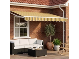 Vidaxl Toldo Retrátil Elétrico Amarelo, Cinza E Branco 3,5 X 2,5 M