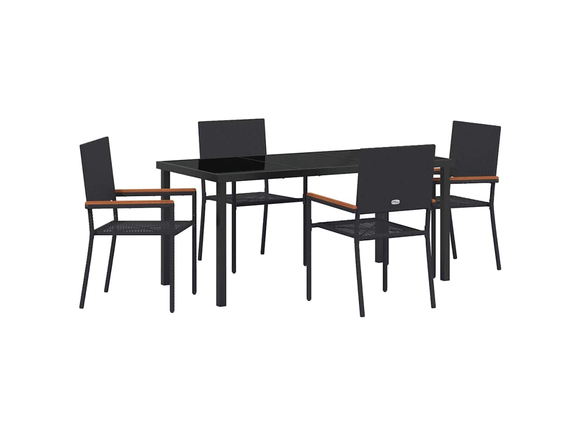 Maison Exclusive - Conjunto De Jantar Para Jardim Com Almofada 5 Pcs Preto Vime Pe