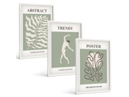 Conjunto De Pinturas Padrões De Plantas Verdes De Matisse Espelharte (3 Peças 40x60 Cm)