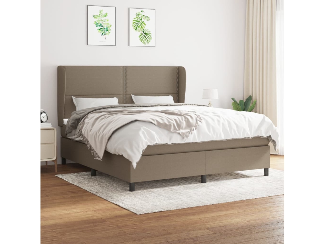 Vidaxl Cama Com Molas/colchão 180x200 Cm Tecido Castanho-acinzentado