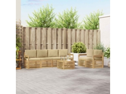 Vidaxl Conjunto De Sofás Para Exterior 7 Pcs Branco E Bege Poliéster