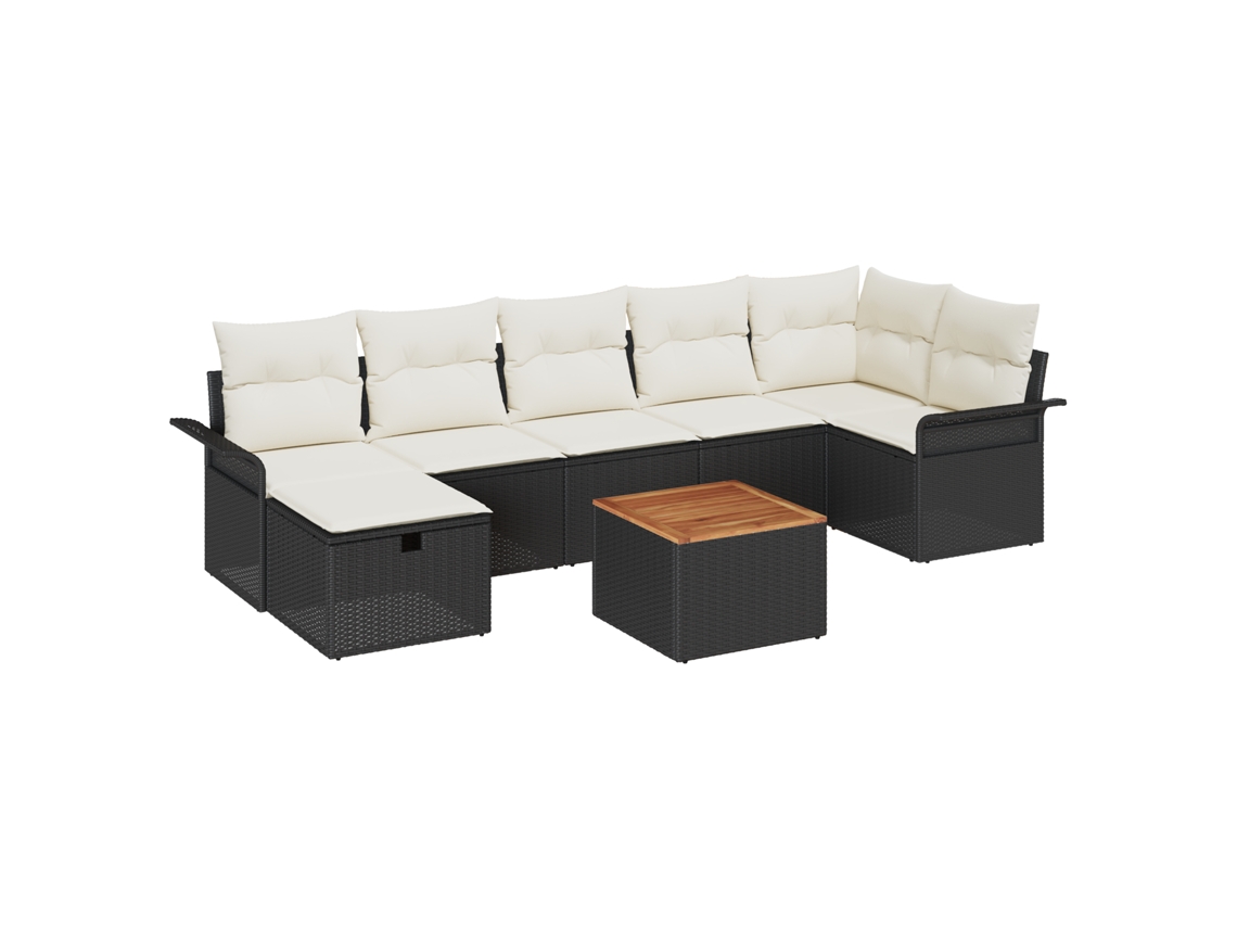 Conjunto 8 Conjunto De Sofá De Jardim Vidaxl Preto Vime Pe (55 X 55 X 37 Cm)