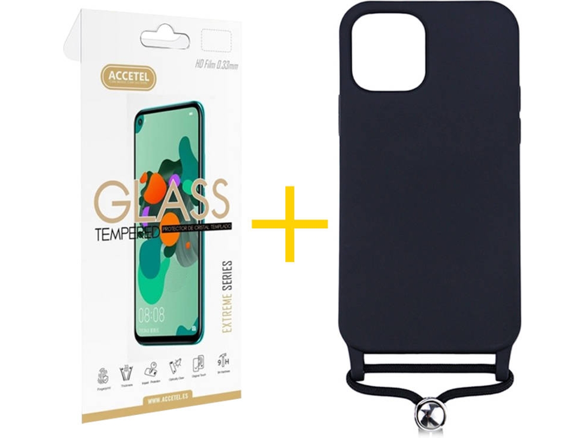 Kit Capa + Película 1 X iPhone 12 Pro Max Skyhe Gel Rope Preto