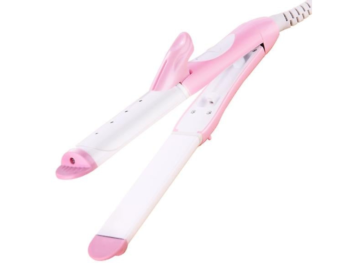 Alisador de Cabelo Revestido de Cerâmica Profissional com Ferro de Ondulação 2 em 1 Fio Rotativocor de Rosa Bisbisous AUJEZON