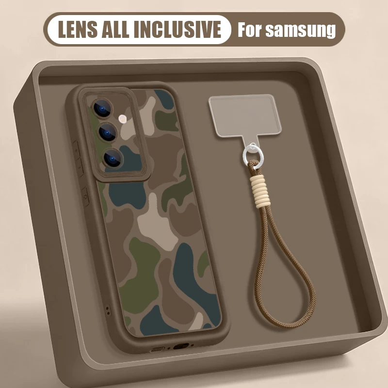 (café) Capa Para Celular Galaxy S24 Fe Com Cordão, Estampa De Leopardo