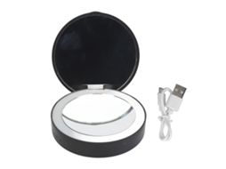 2026 espejo Compacto Iluminado Recargable Plegable Mini Portátil para Maquillaje Viaje Bolsillo Tamaño Negro