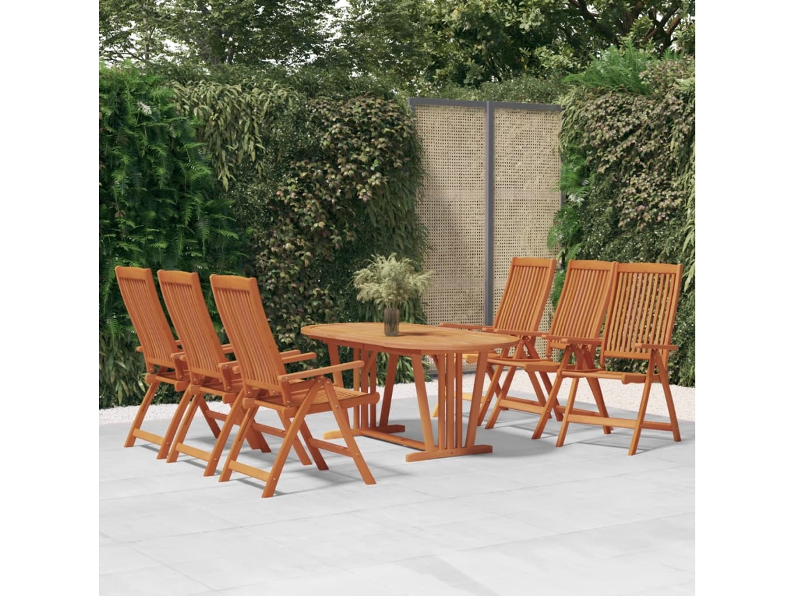 Vidaxl 7 Pcs Conj. Jantar Para Jardim Madeira De Eucalipto Maciça