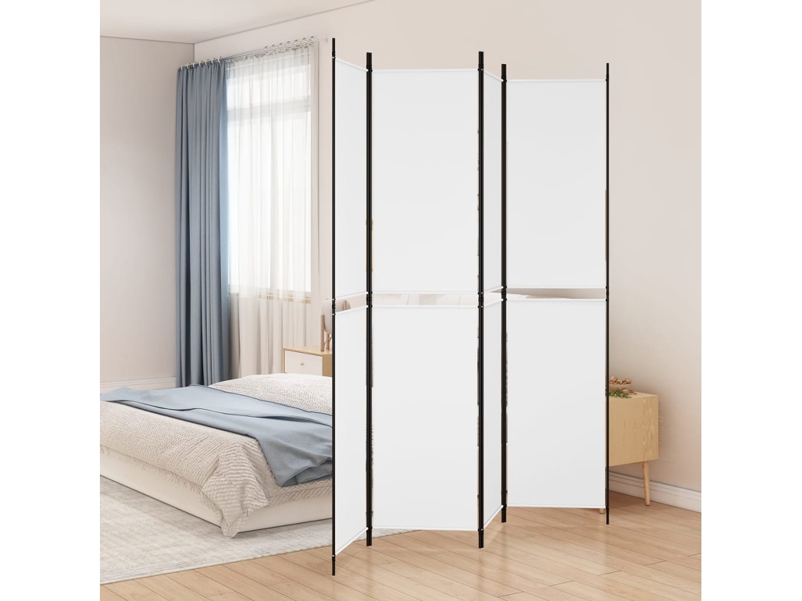 Vidaxl Divisória/biombo Com 4 Painéis 200x220 Cm Tecido Branco