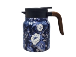 Jarra Térmica Para Café Com Infusor De Chá Integrado, 1000ml, Em Aço Inox Com Estampa Floral Vintage.