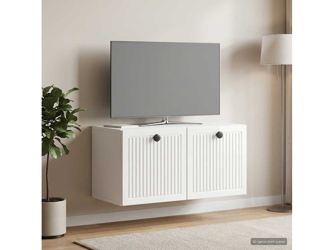 Vidaxl Gabinete De Tv De Parede Branco Brilhante 59,5 X 31 X 30 Cm