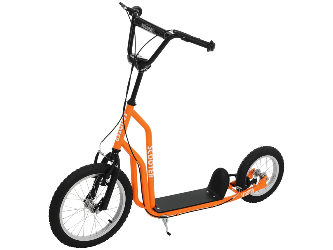 Scooter infantil de 16 polegadas, guidão ajustável, rodas grandes, laranja