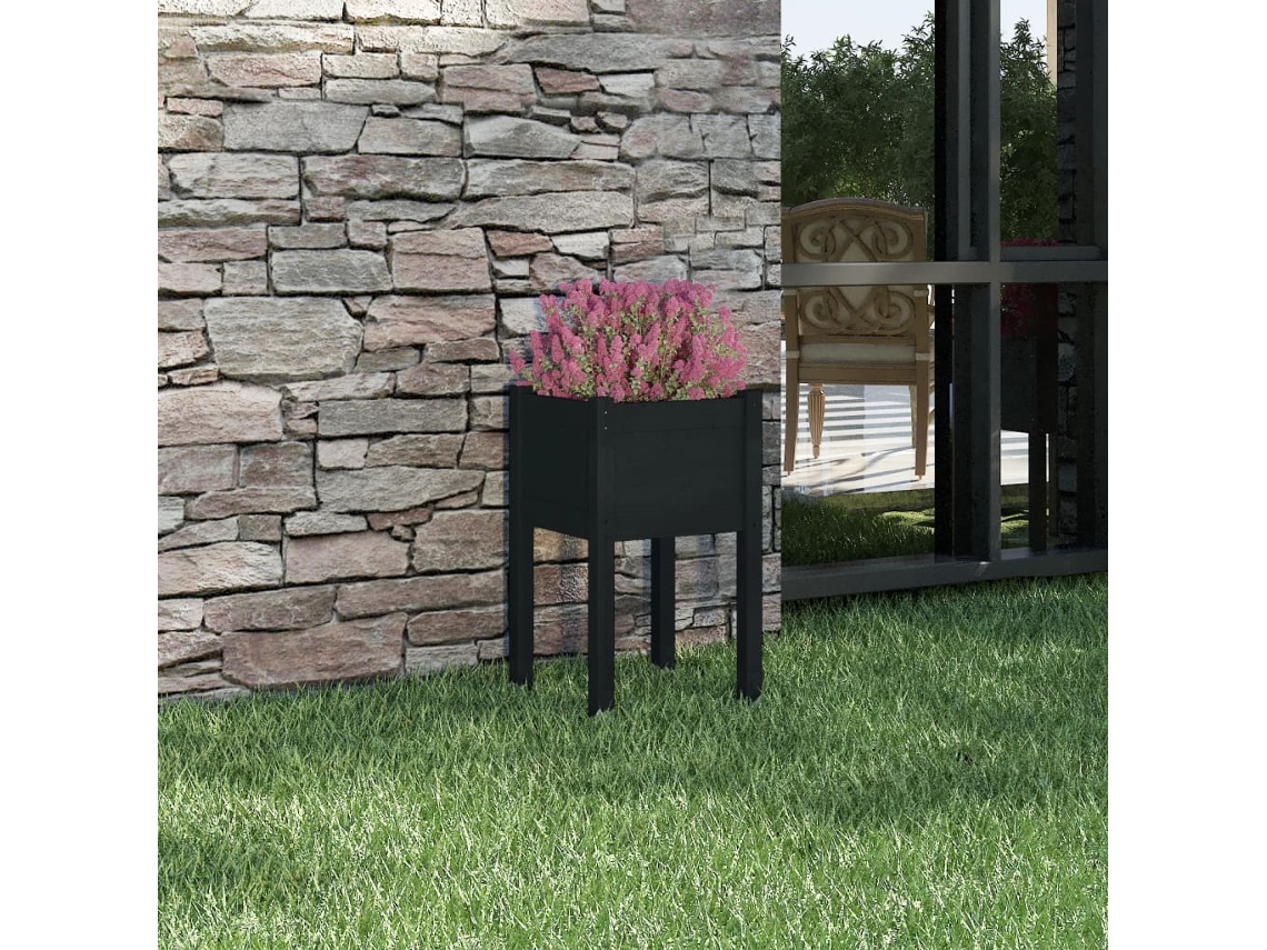 Vidaxl Vaso De Jardim 40x40x70 Cm Madeira De Pinho Maciça Preto