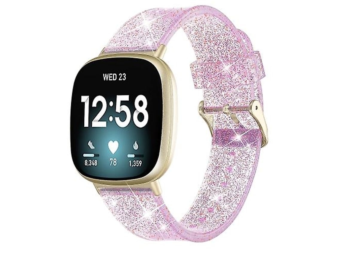 Pulseira De Relógio Lurelia Para Fitbit Versa 3 Glitter Powder Silicone Roxo