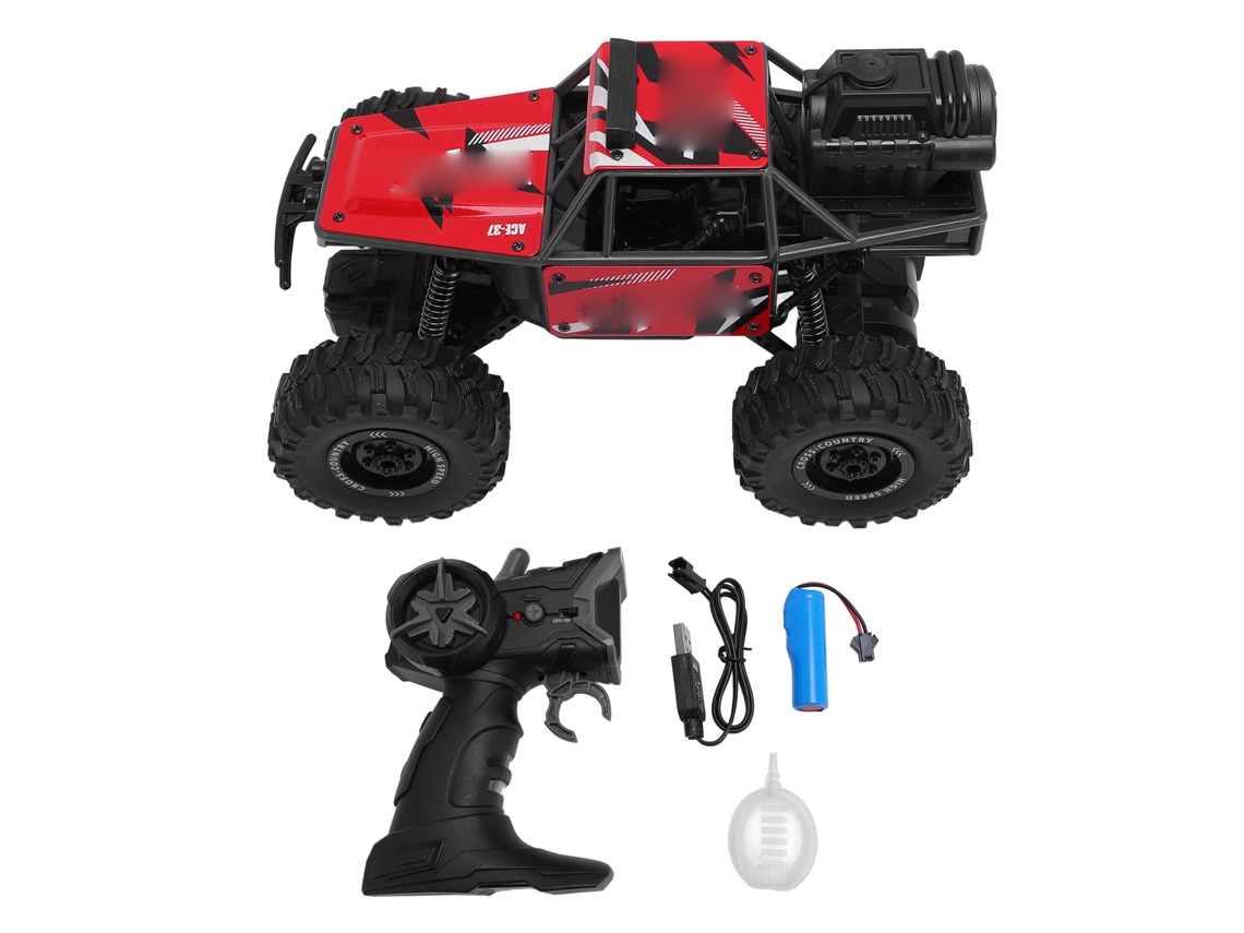 Mali carro de Controle Remoto Off Road 2.4g com Spray e Luzes Liga Vermelho para Crianças
