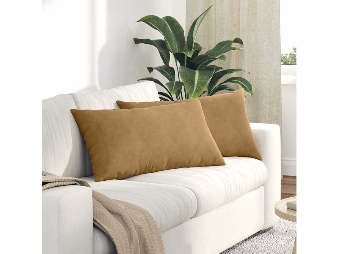 Vidaxl Travesseiros De Sofá 2 Pcs Castanho 80 X 40 Cm