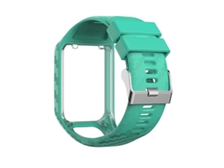 Pulseira de silicone com moldura para relógio TomTom Runner 2/3 Spark 3, verde lago.