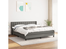 Vidaxl Cama Com Molas/colchão 160x200 Cm Tecido Cinzento-escuro