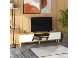 Móvel Para Tv P/ Televisão Até 65 Polegadas Design Escandinavo 2 Portas 2 Nichos Com Passagem De Cabos 150 X 30 X 42 Cm