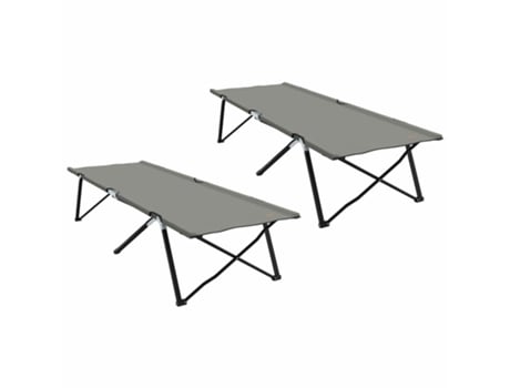 Conjunto 2 Cama De Camping Dobrável Vidaxl Cinzento Oxford