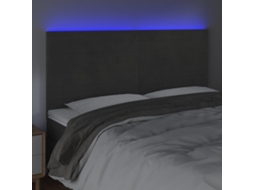 Cabeceira De Camapainel De Cabeceira C/ Led Veludo 160x5x118/128 Cm Cinza Escuro Lovely Home