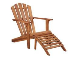 Vidaxl Cadeira Jardim Adirondack C/ Apoio De Pés Madeira Acácia Maciça